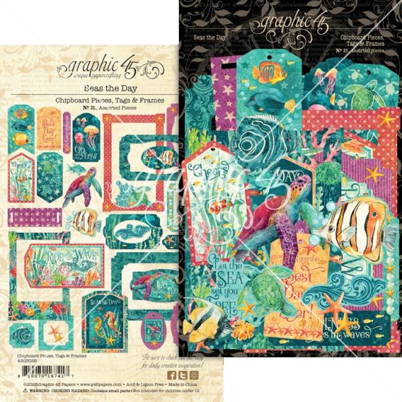 Graphic 45 - Seas the Day Chipboard Pieces Tags and Frames (4503026)