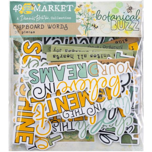 49 and Market Botanical Buzz Chipboard Words