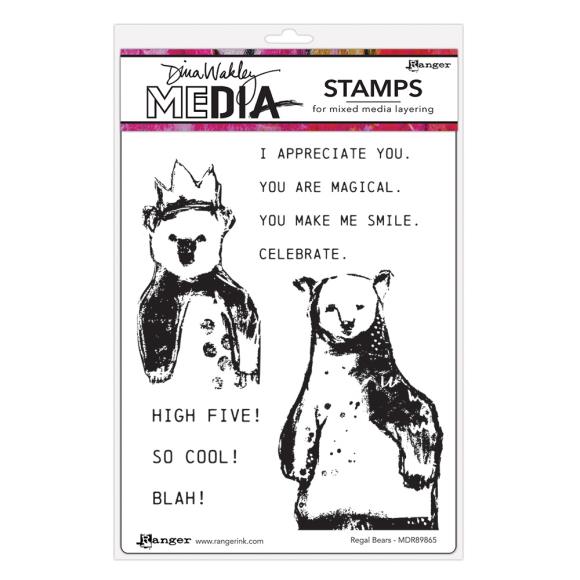 Dina Wakley Media Rubber Stamps - Regal Bears