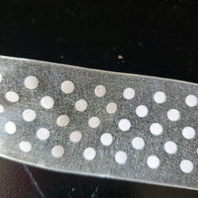 Load image into Gallery viewer, May Arts Ribbons 1.5&quot; Swiss Dot Sheer Ribbon White
