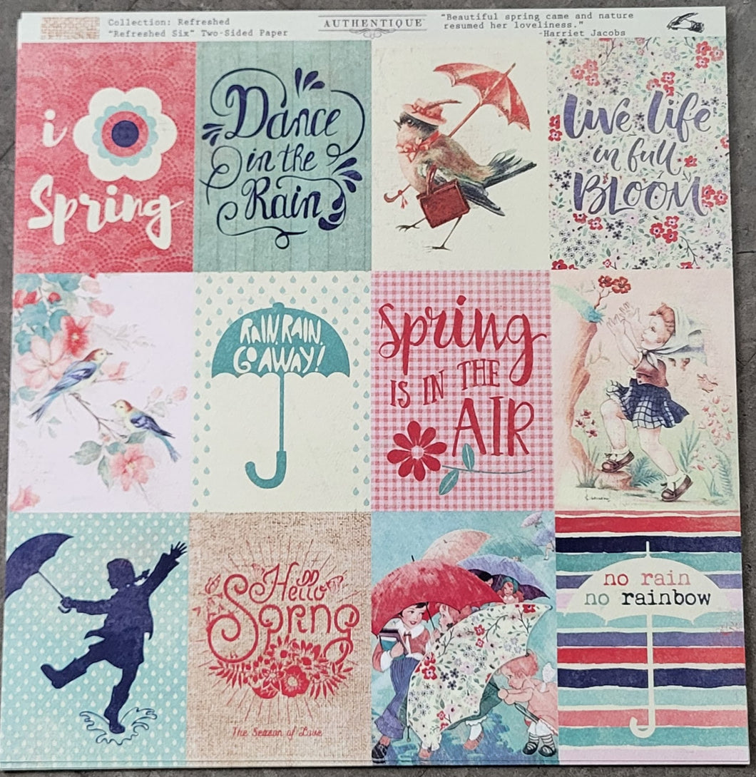 Authentique Refreshed Collection 12x12 Scrapbook Paper Refreshed Six (REF006)