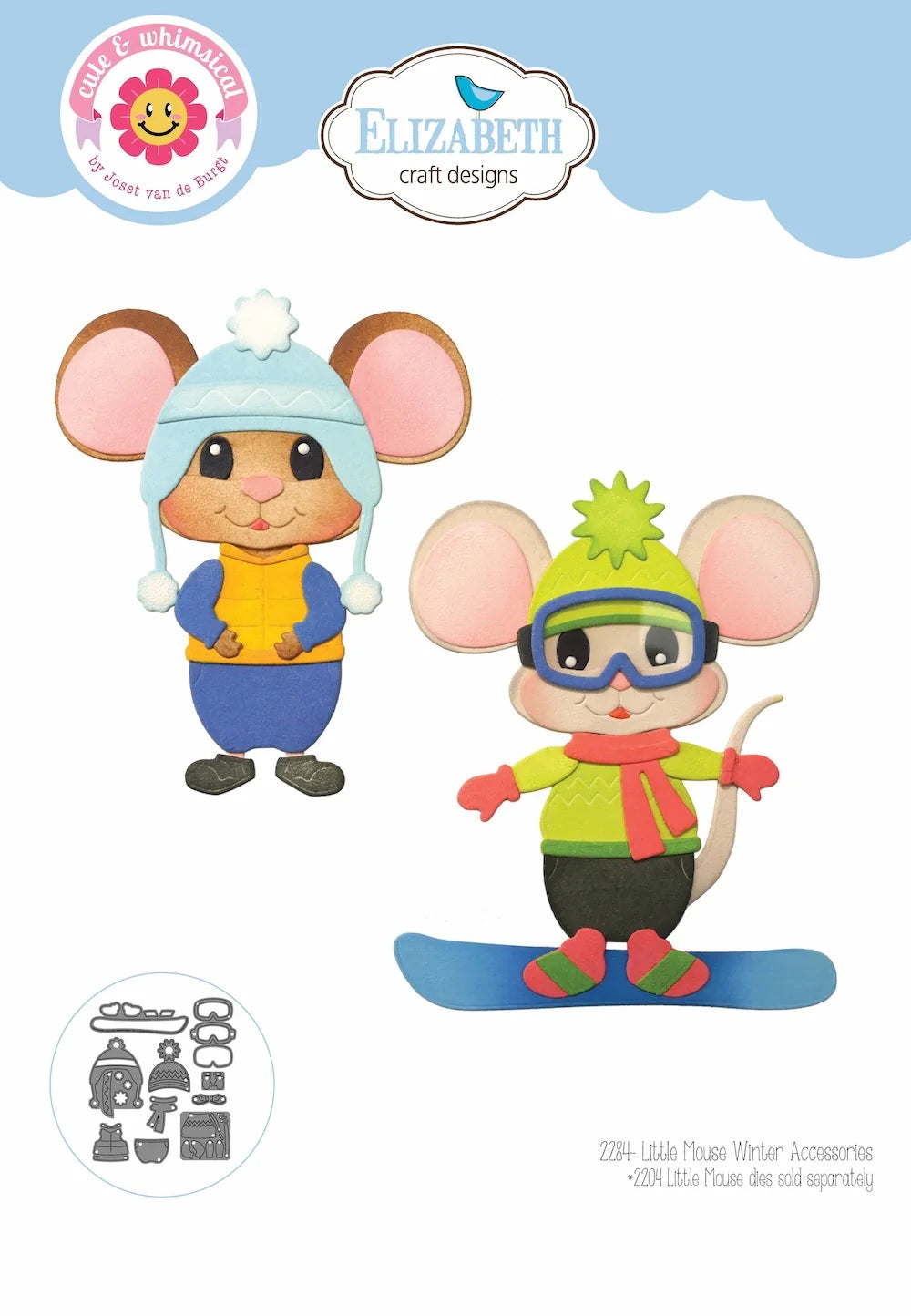 Elizabeth Craft Designs Living it Up - Little Mouse Winter Accessories (2284)