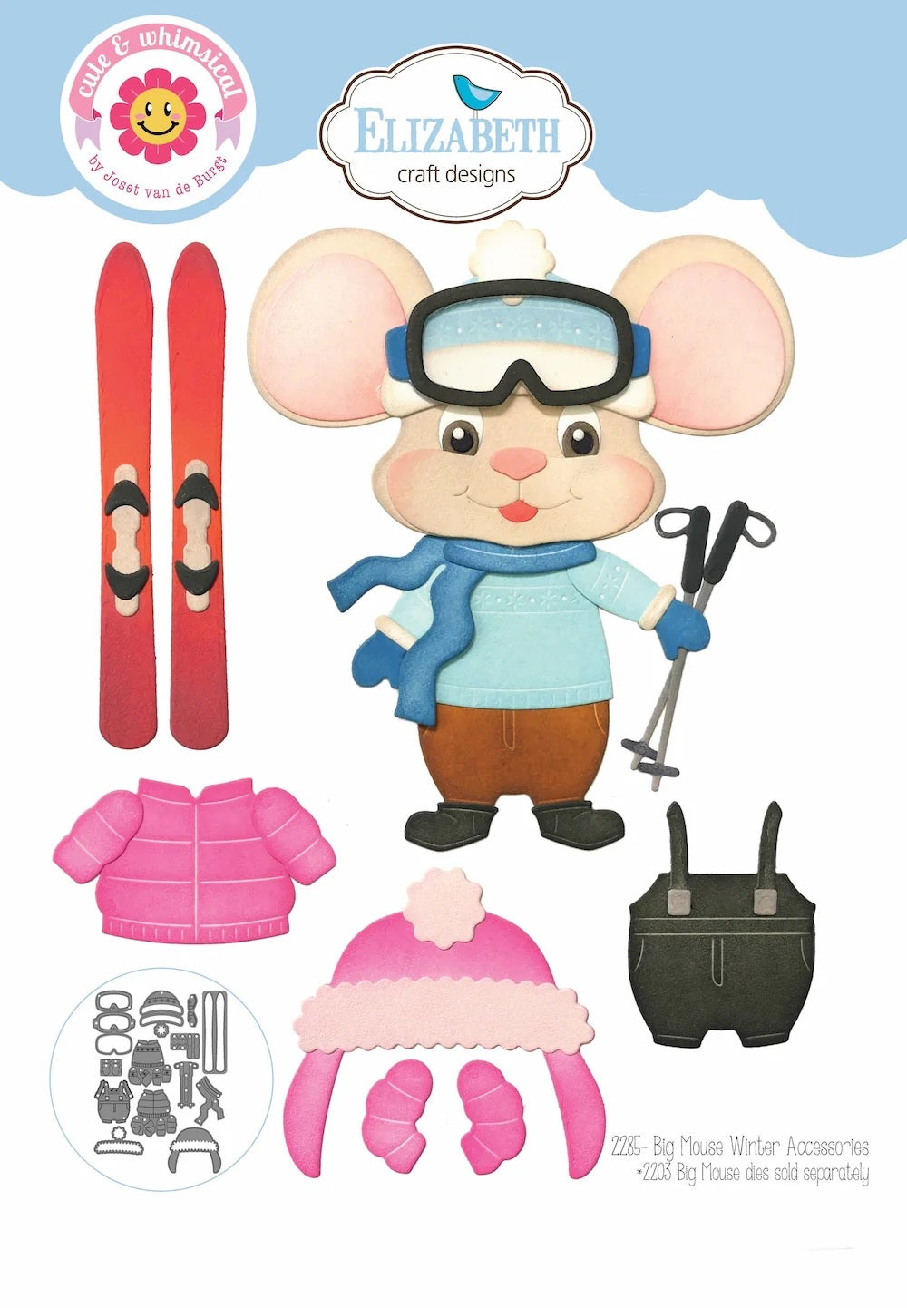 Elizabeth Craft Designs Living it Up - Big Mouse Winter Accessories (2285)