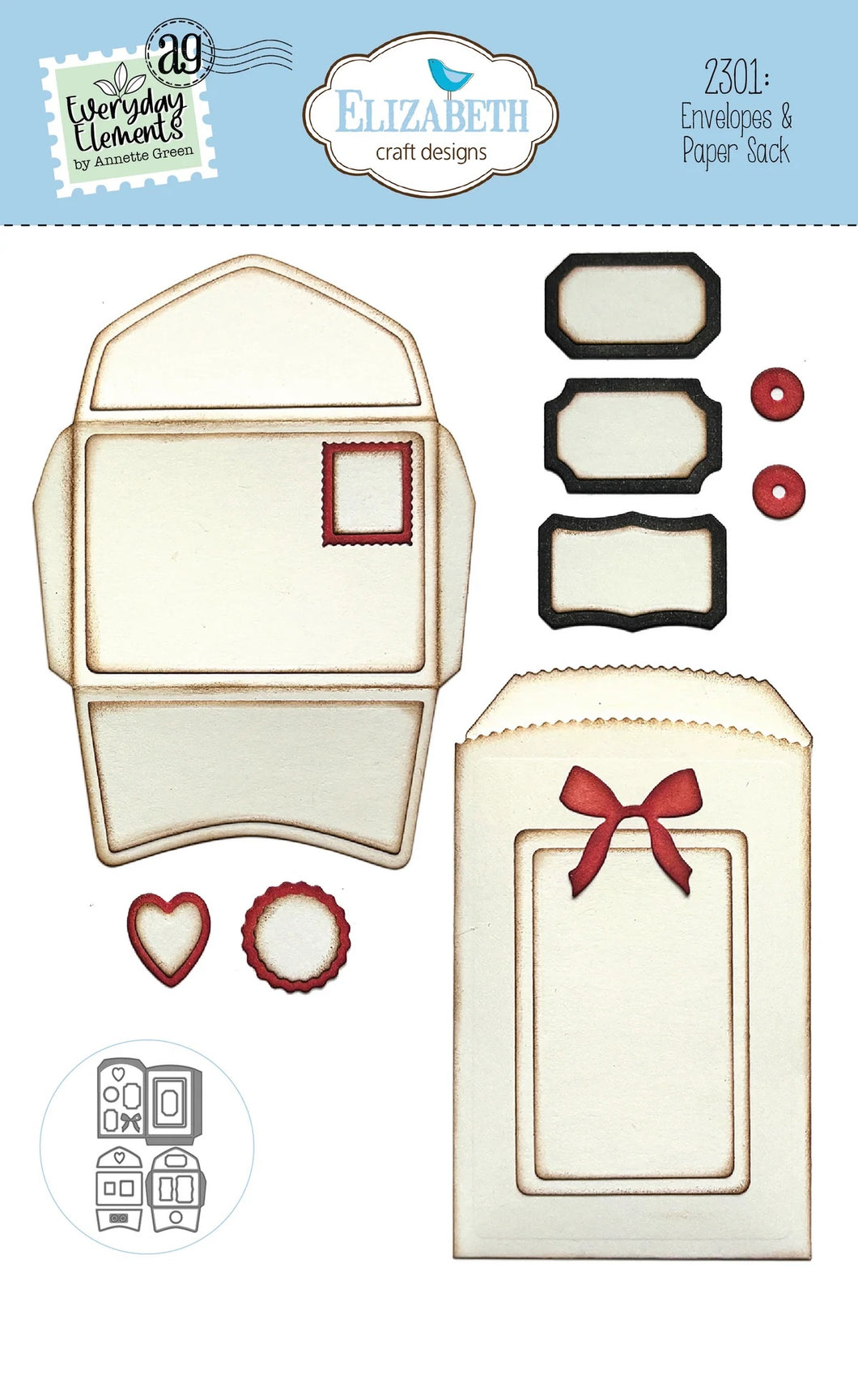 Elizabeth Craft Designs Romance Revival Collection Envelopes & Paper Sack Die Set by Annette Green (2301)
