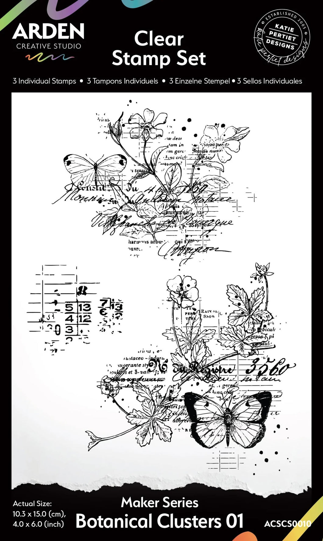 Arden Creative Studio Maker Series Botanical Clusters 01 4 in x 8 in Clear Stamp Set (ACSCS0010)