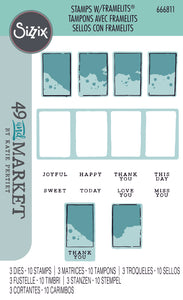Sizzix by 49 and Market  Stamps Set 10PK w/3PK Framelits - Painted Palettes (666811)