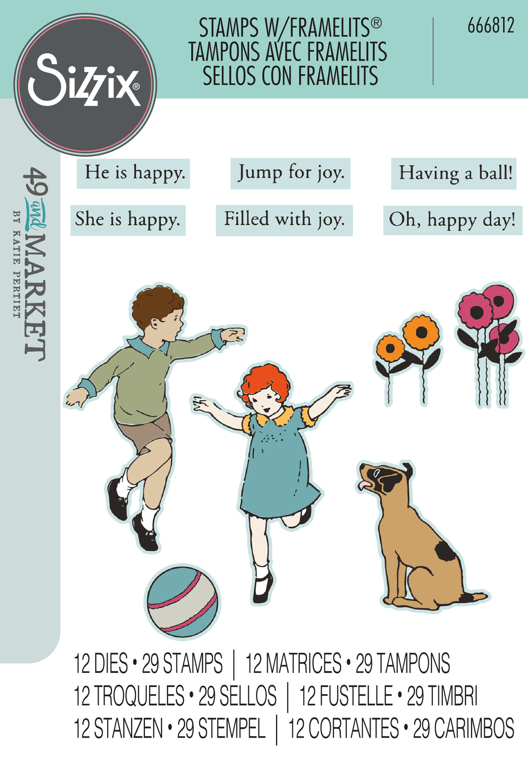 Sizzix by 49 and Market 29PK w/12PK Framelits - Play Time  (666812)
