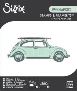 Sizzix - 49 and Market Collection - Framelits Dies with Clear Stamps - Journey Home (667012)