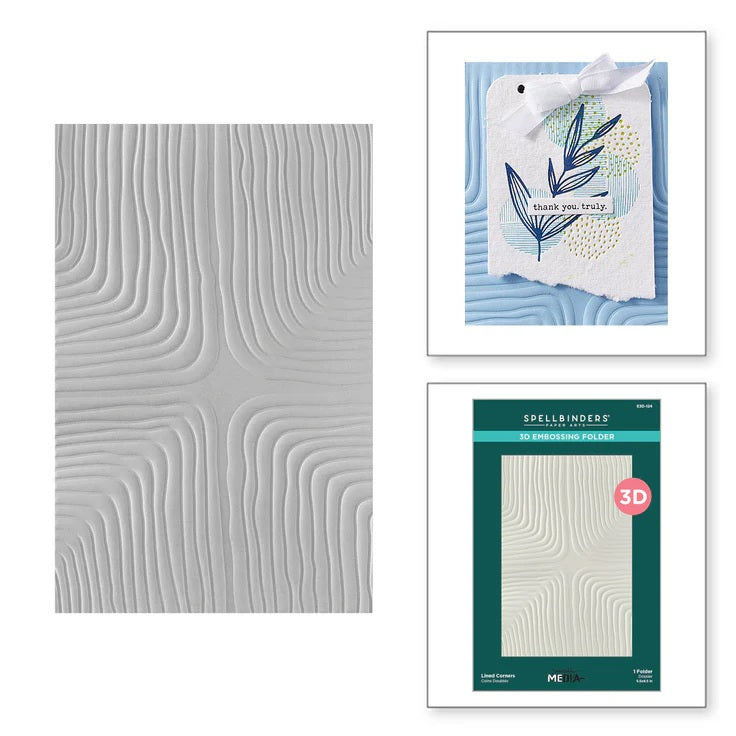 Spellbinders Embossing Folder Lined Corners by Dina Wakley (E3D-124)