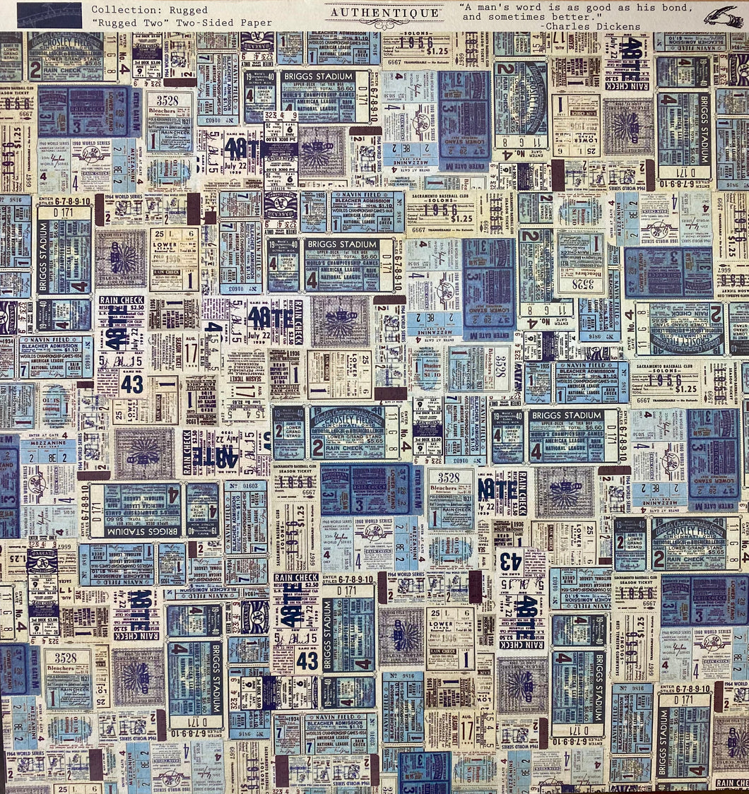 Authentique Rugged Collection 12x12 Scrapbook Paper Rugged Two (RUG002)