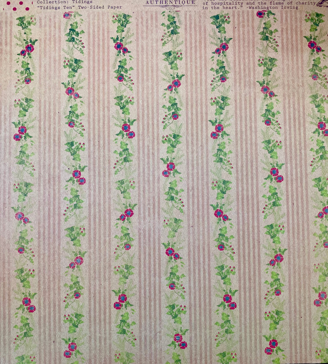 Authentique Tidings Collection 12x12 Scrapbook Paper Tidings Ten (TID010)