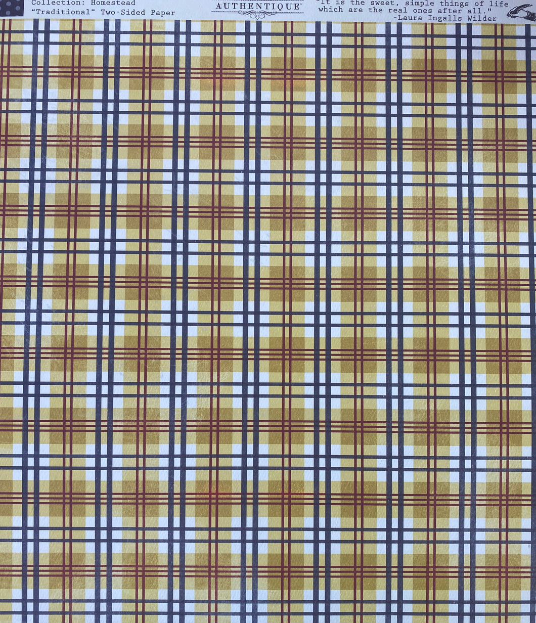 Authentique Homestead Collection 12x12 Scrapbook Paper Traditional (HMS009)