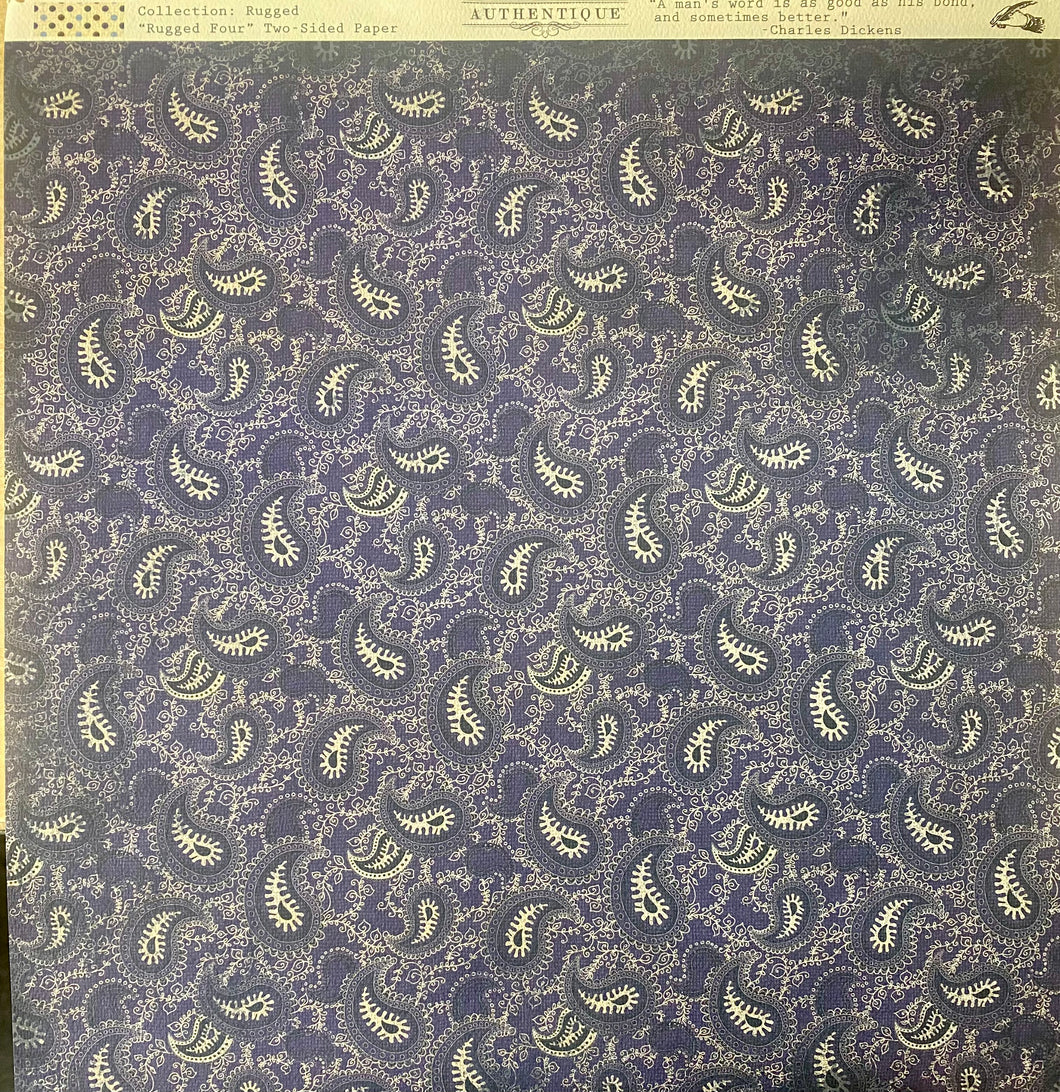 Authentique Rugged Collection 12x12 Scrapbook Paper Rugged Four (RUG004)