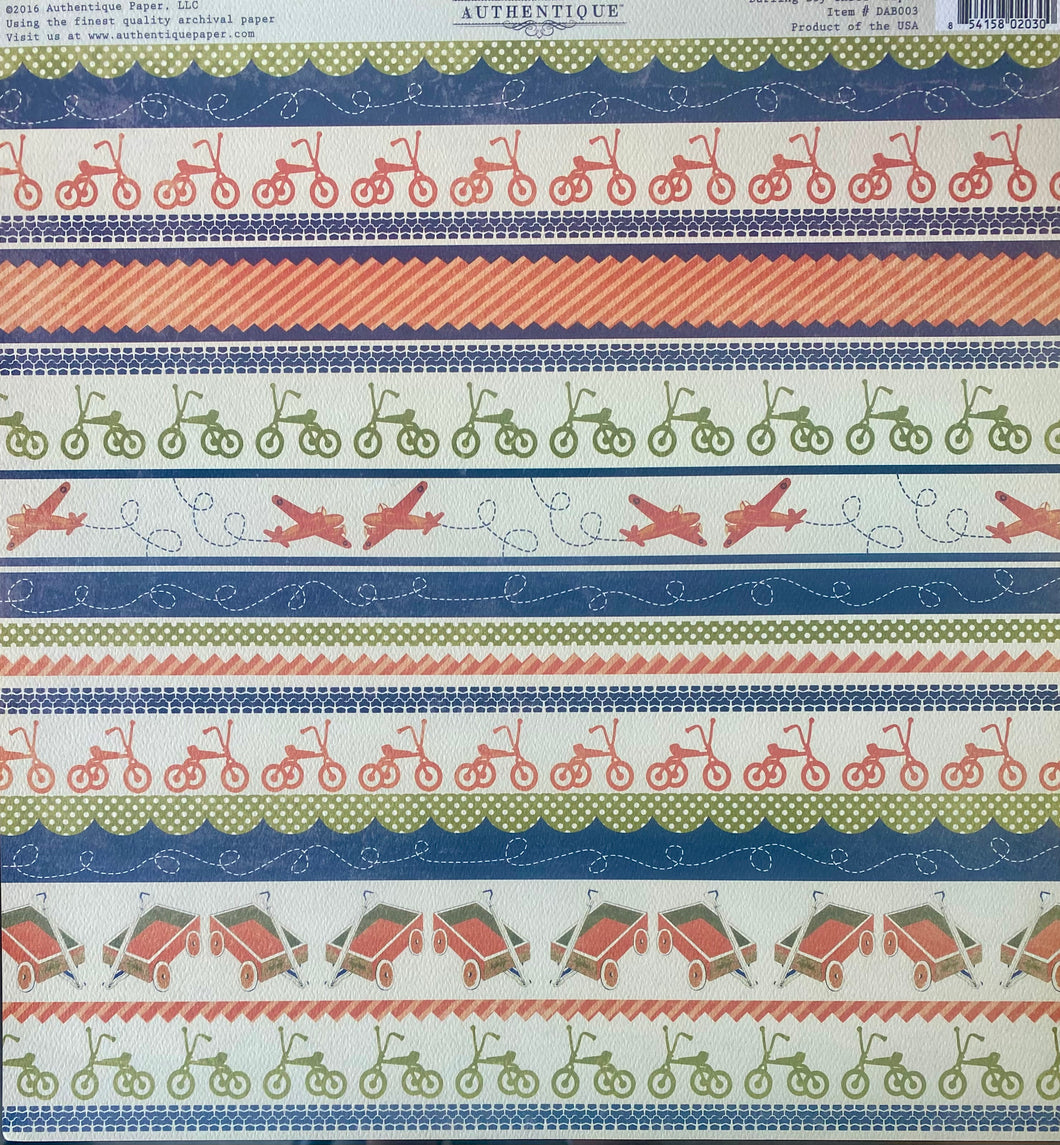 Authentique Darling Collection 12x12 Scrapbook Paper Darling Boy Three (DAB003)