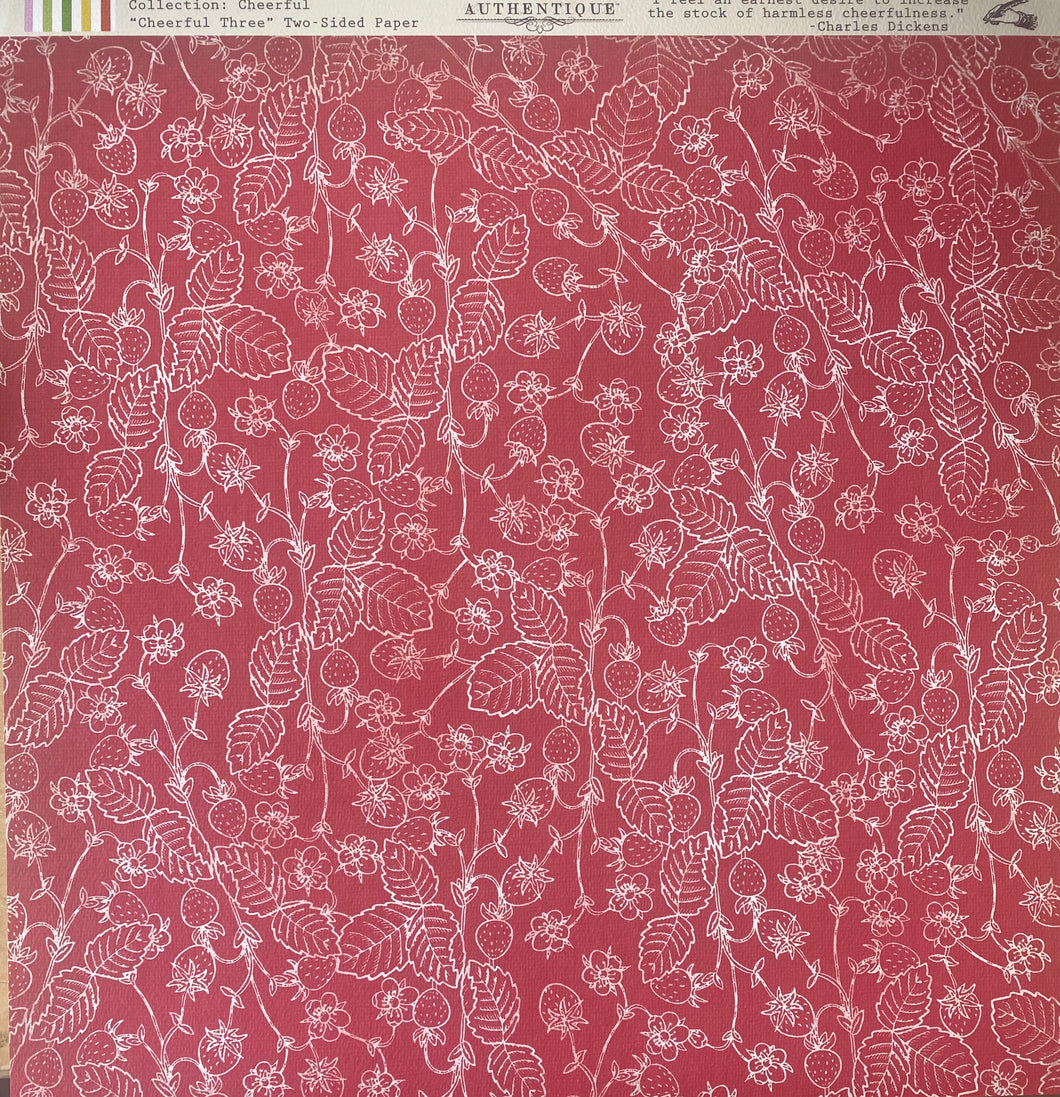 Authentique Cheerful Collection 12x12 Scrapbook Paper Cheerful Three (CFL003)