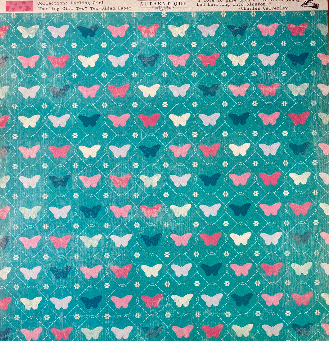 Authentique Darling Girl Collection 12x12 Scrapbook Paper Darling Girl Two (DAG002)
