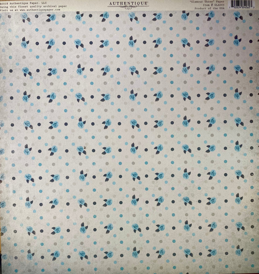 Authentique Glamour Collection 12x12 Scrapbook Paper Glamour Three (GLA003)