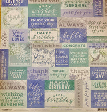 Load image into Gallery viewer, Kaisercraft Lilac Whisper Collection 12x12 Scrapbook Paper Well Wishes (P2351)
