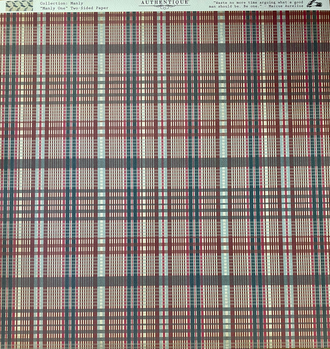 Authentique Manly Collection 12x12 Scrapbook Paper Manly One (MAN001)
