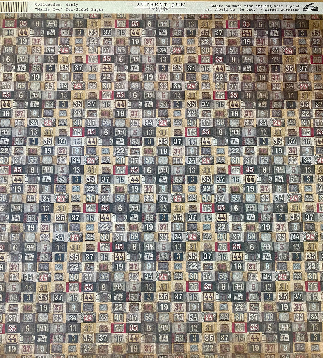 Authentique Manly Collection 12x12 Scrapbook Paper Manly Two (MAN002)