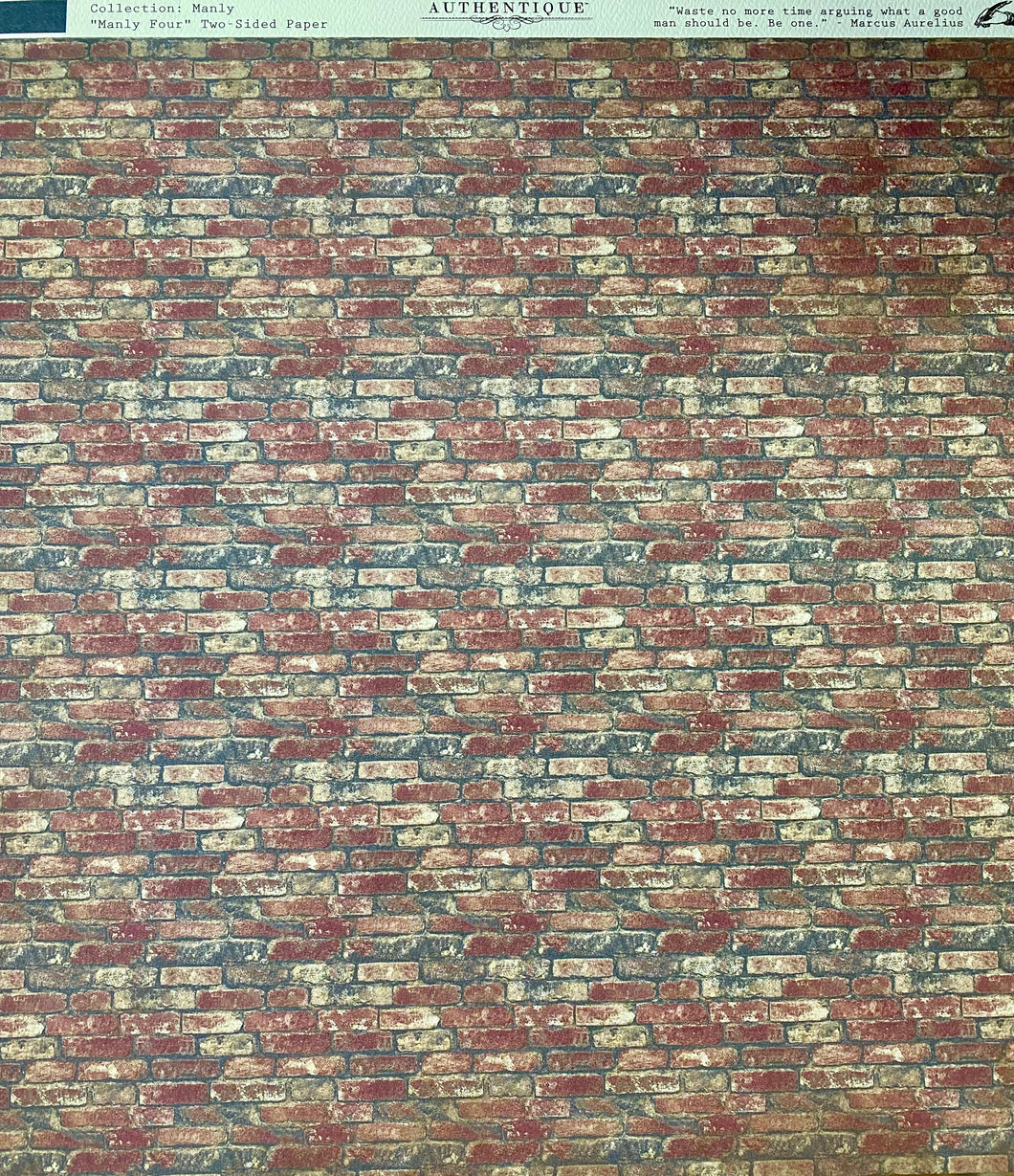 Authentique Manly Collection 12x12 Scrapbook Paper Manly Four (MAN004)