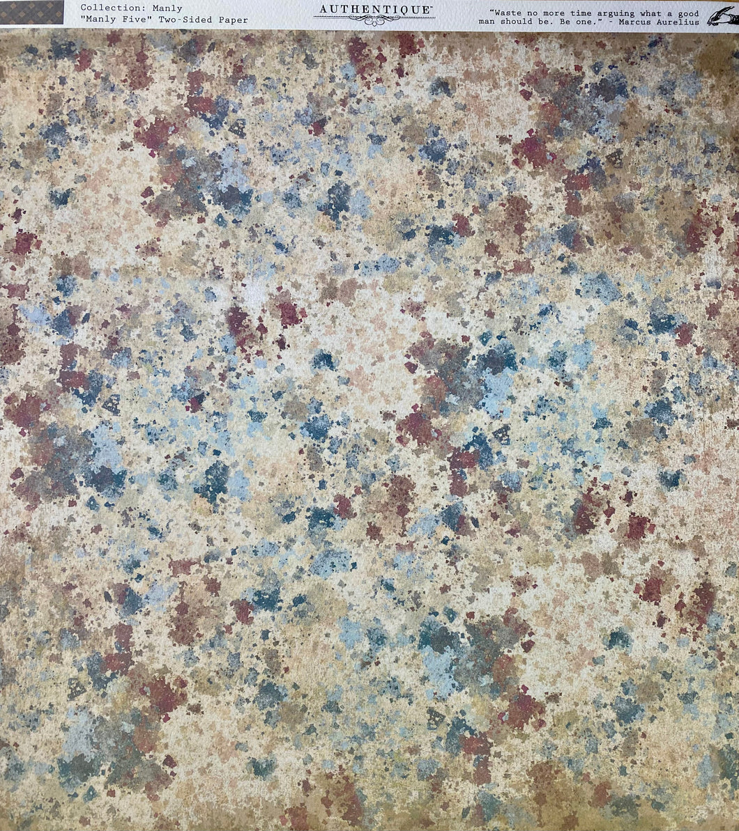 Authentique Manly Collection 12x12 Scrapbook Paper Manly Five (MAN005)
