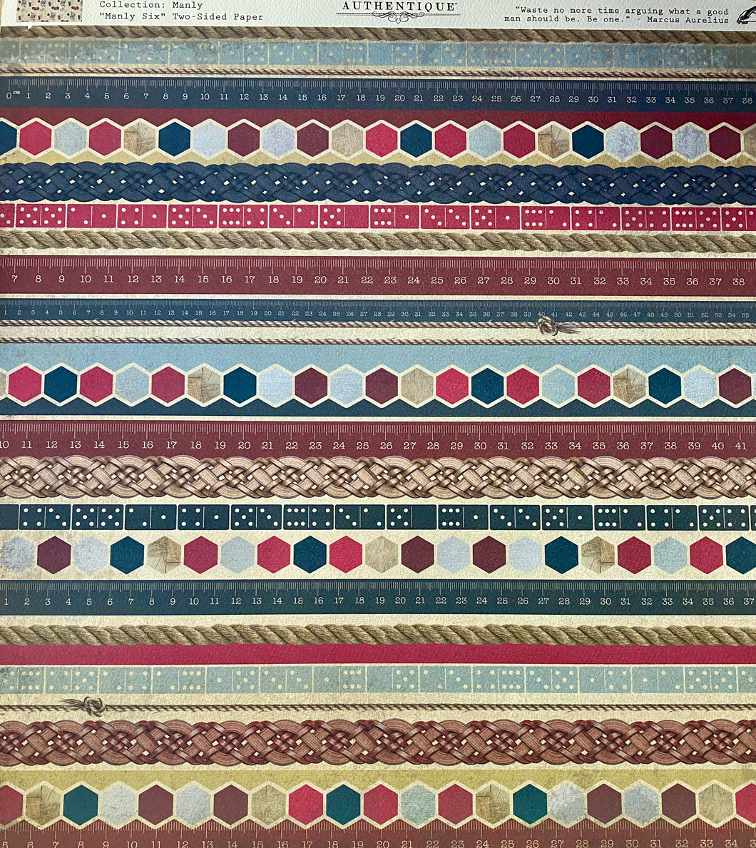Authentique Manly Collection 12x12 Scrapbook Paper Manly Six (MAN006)