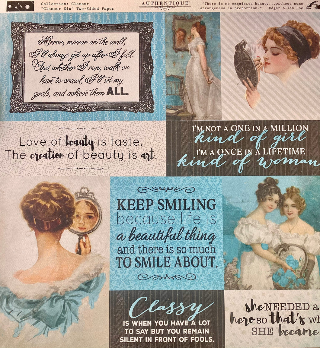Authentique Glamour Collection 12x12 Scrapbook Paper Glamour Six (GLA006)