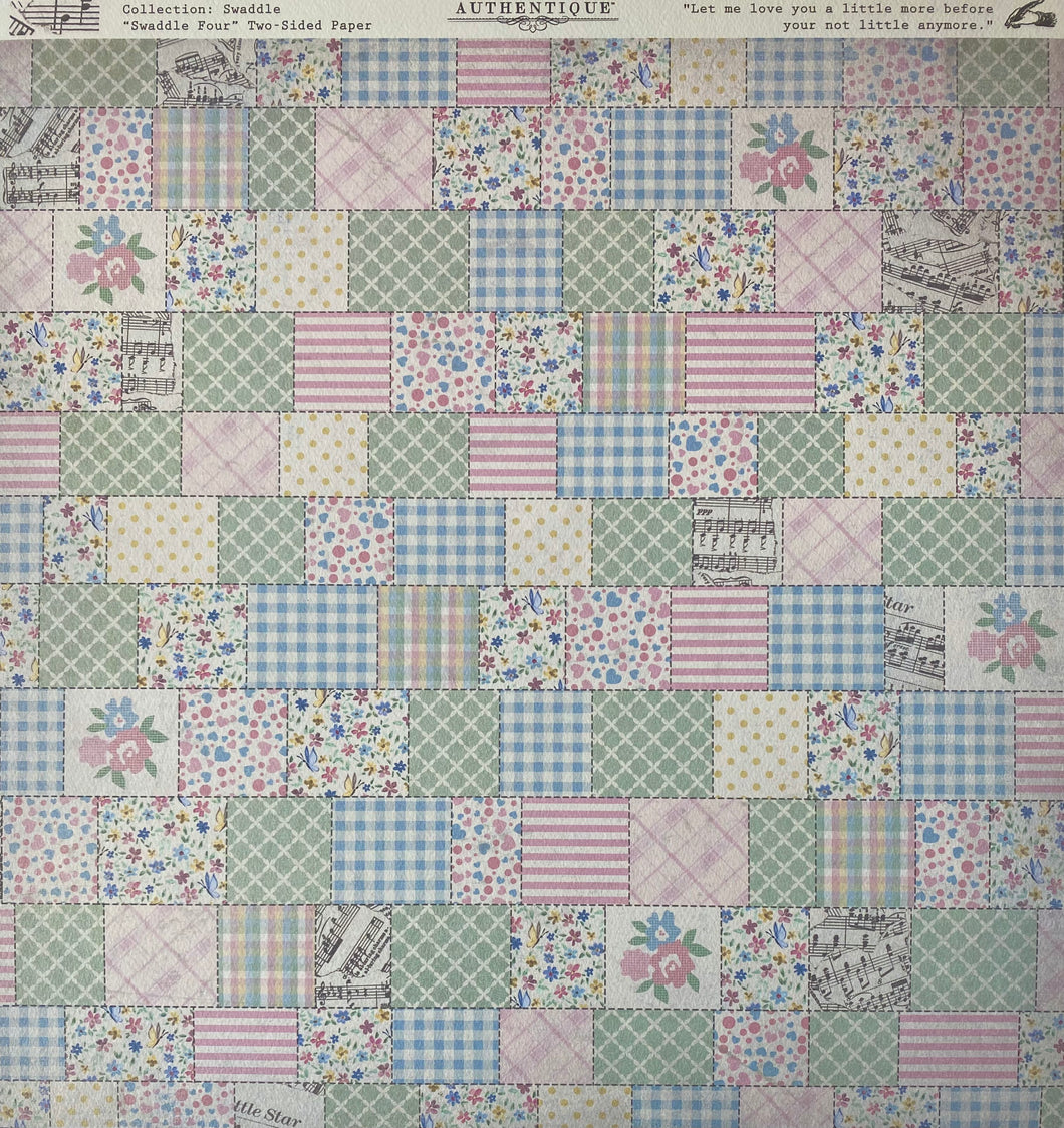 Authentique Swaddle Collection 12x12 Scrapbook Paper Swaddle Four (SWA004)