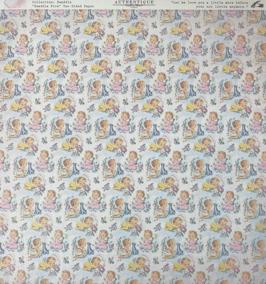 Authentique Swaddle Collection 12x12 Scrapbook Paper Swaddle Five (SWA005)