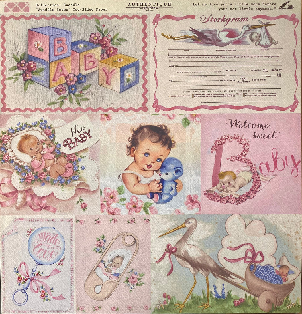 Authentique Swaddle Collection 12x12 Scrapbook Paper Swaddle Seven (SWA007)