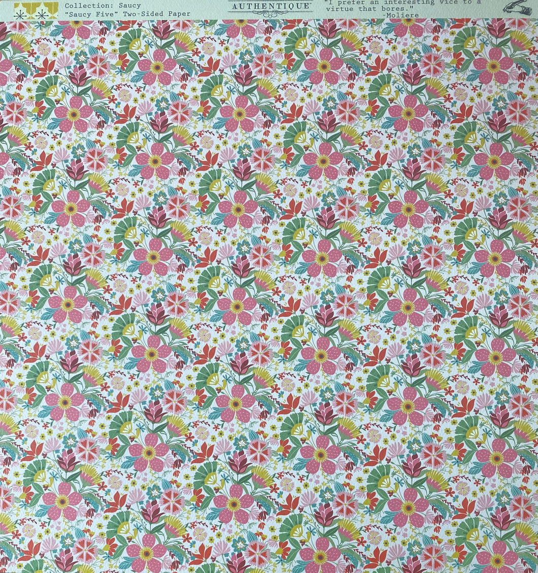 Authentique Saucy Collection 12x12 Scrapbook Paper Saucy Five (SAU005)