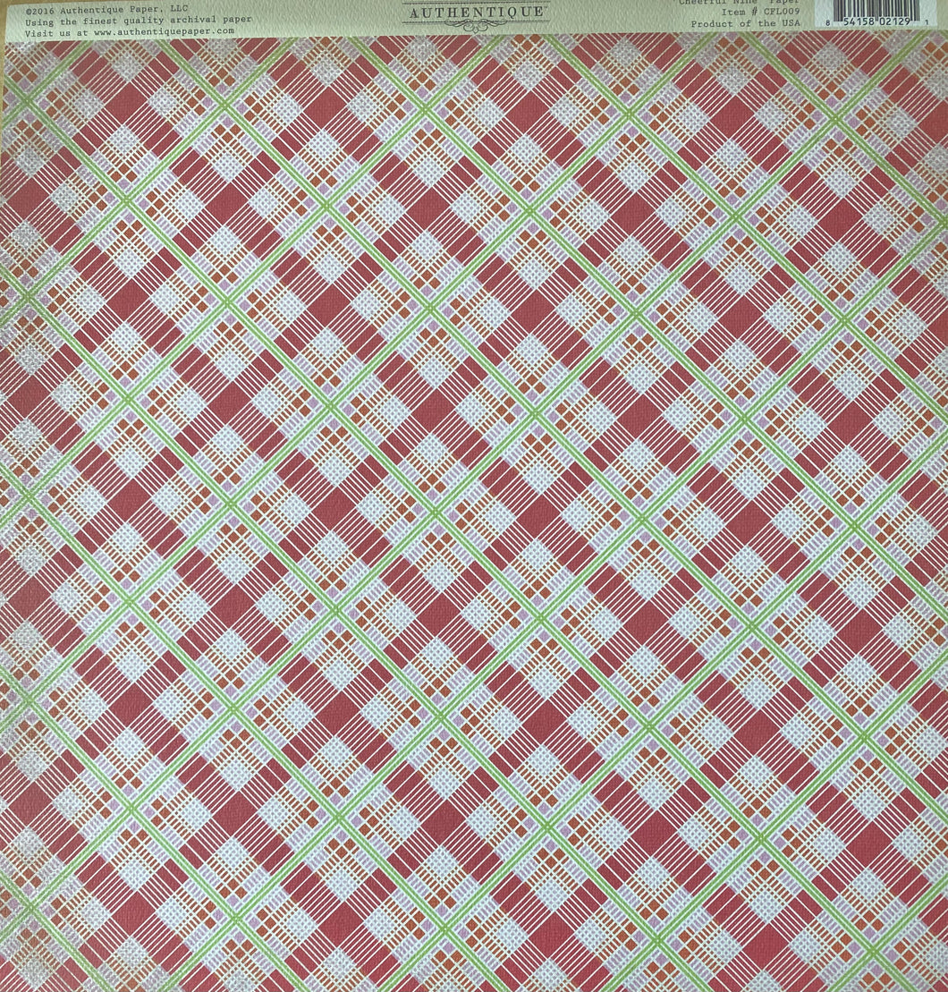 Authentique Cheerful Collection 12x12 Scrapbook Paper Cheerful Nine (CFL009)