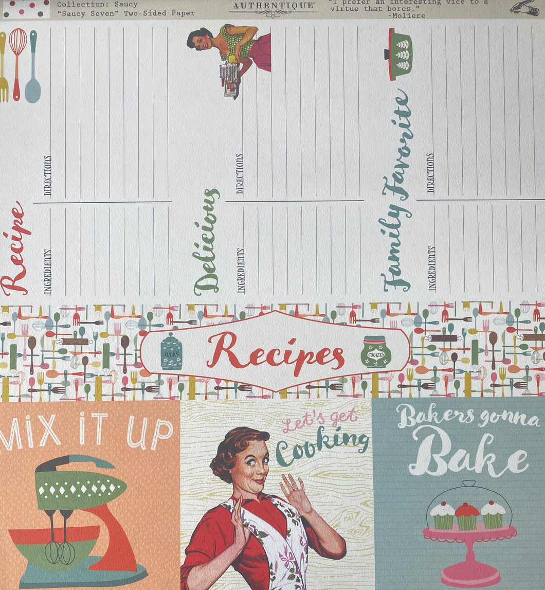 Authentique Saucy Collection 12x12 Scrapbook Paper Saucy Seven (SAU007)