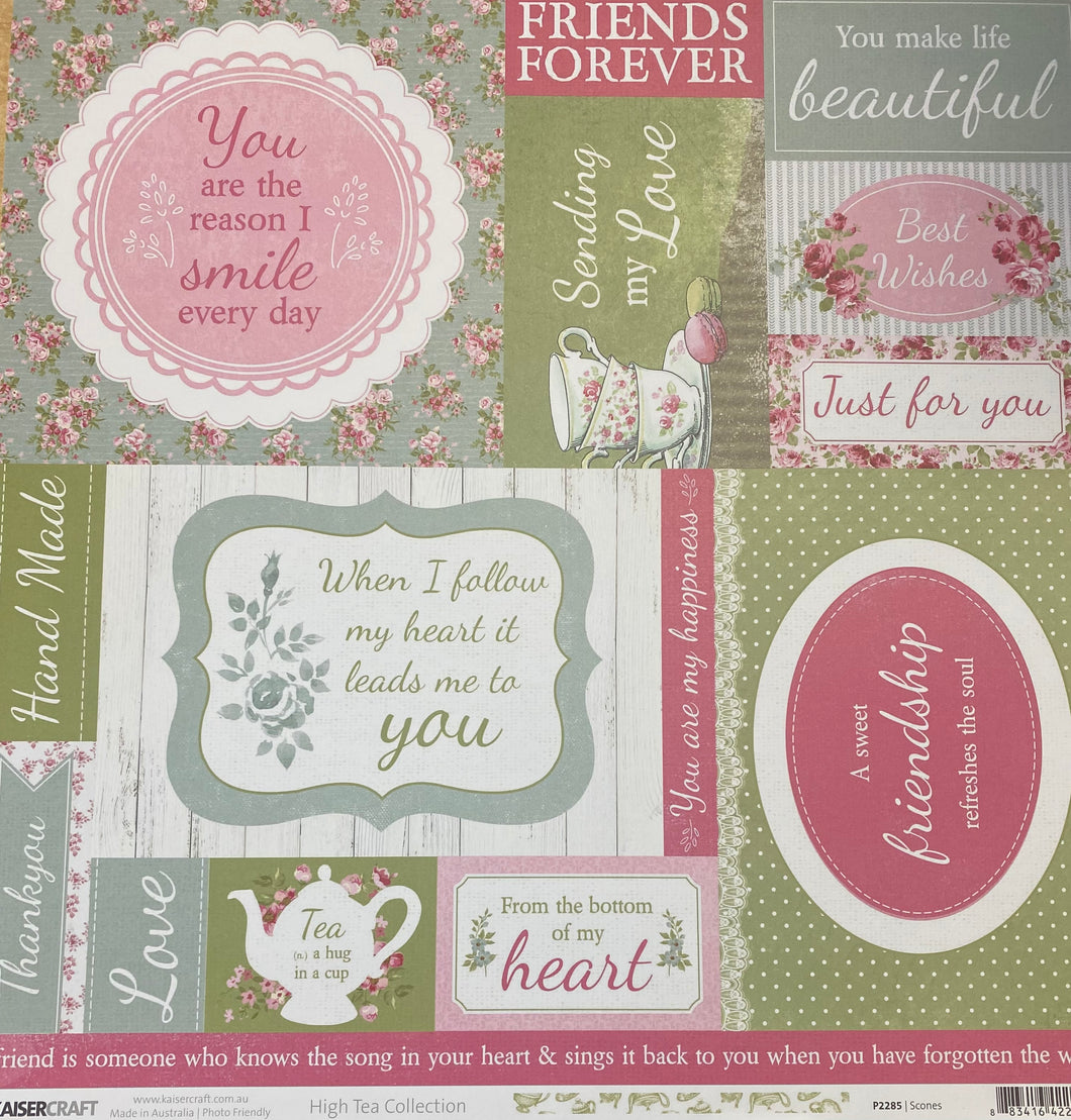 Kaisercraft High Tea Collection 12x12 Scrapbook Paper Scones (P2285)