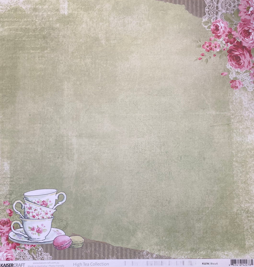 Kaisercraft High Tea Collection 12x12 Scrapbook Paper Biscuit (P2278)