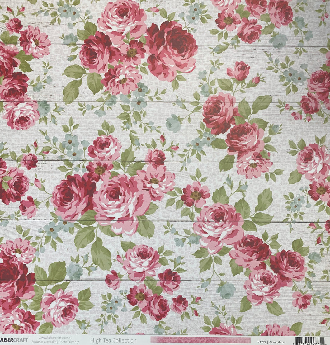 Kaisercraft High Tea Collection 12x12 Scrapbook Paper Devonshire (P2277)