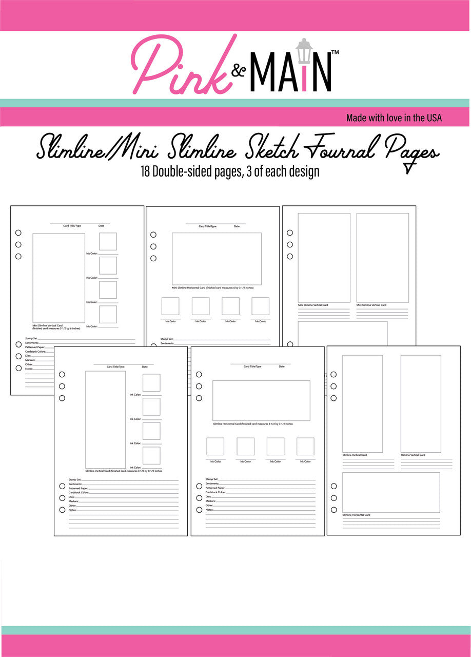 Pink & Main A5 6 Ring Planner Card Making Slimline / Mini Slimline Journal Pages (PMP176)