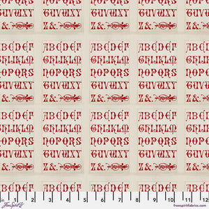 Tim Holtz Freespirit Fabric Red Typography (PWTH224.RED)