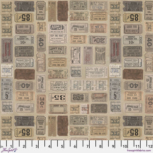 Tim Holtz Freespirit Fabric Neutral Tickets (PWTH252.NEUTRAL)