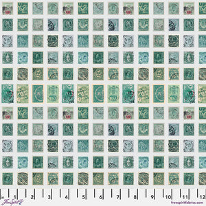 Tim Holtz Freespirit Fabric Teal Stamps (PWTH271.Teal)
