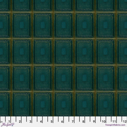 Tim Holtz Freespirit Fabric Teal Tiles (PWTH274.Teal)