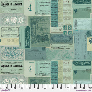 Tim Holtz Freespirit Fabric Teal Ephemera (PWTH275.Teal)