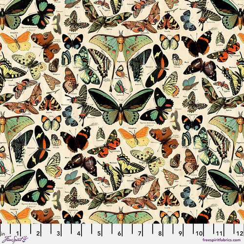 Tim Holtz Freespirit Fabric Butterflies Teal (PWTH276.Teal)