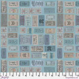 Tim Holtz Freespirit Fabric  Blue Tickets (PWTH282.Blue)
