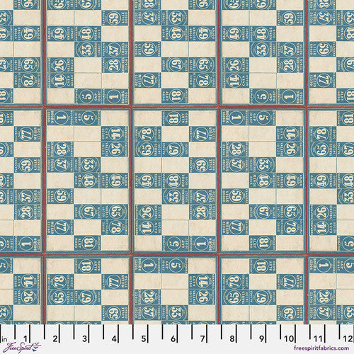 Tim Holtz Freespirit Fabric  Blue Numbers (PWTH286.Blue)