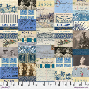 Tim Holtz Freespirit Fabric Indigo Collage (PWTH290.Indigo)