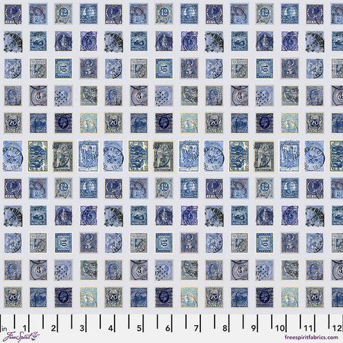 Tim Holtz Freespirit Fabric Indigo Stamps (PWTH291.Indigo)