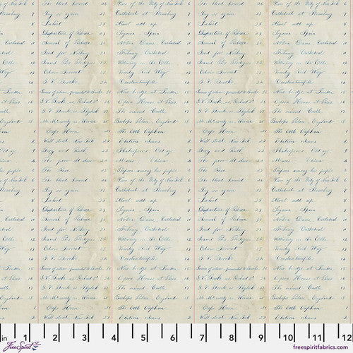 Tim Holtz Freespirit Fabric Indigo Ledger (PWTH294.Indigo)