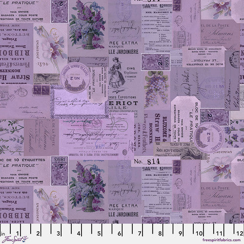 Tim Holtz Freespirit Fabric Purple Emphemra (PWTH305.Purple)